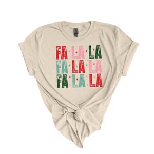 Christmas Shirt Fa La La La Women Top Holiday Gift Unisex Sand
